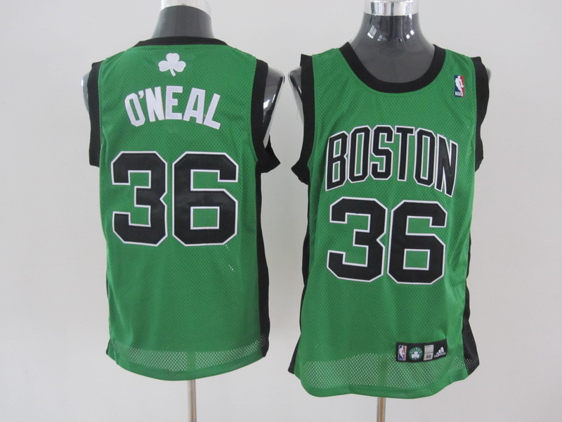 NBA Boston Celtics 36 Shaquille O'NEAL Authentic Road Green Black Number Jersey
